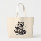 Funny Booktrovert Raccoon Jumbo Stoffbeutel (Vorne)