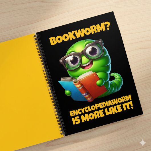 Funny Bookworm? Encyclopediaworm is More Like It! Notizblock