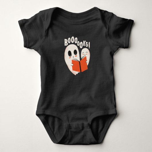 Funny Bookworm Ghost Halloween Baby Strampler (Vorderseite)