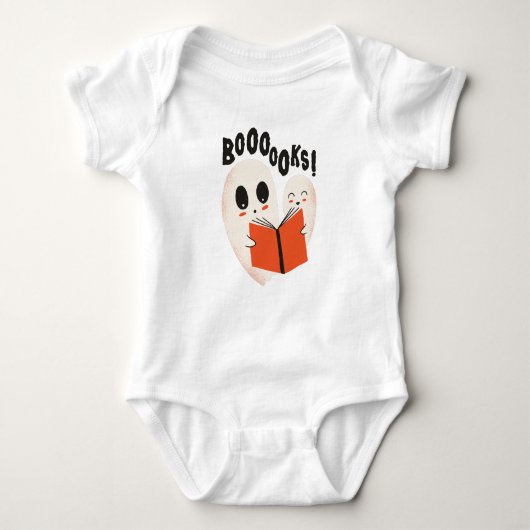 Funny Bookworm Ghost Halloween Costume Boooooks Baby Strampler (Vorderseite)