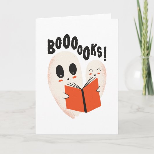 Funny Bookworm Ghost Halloween Costume Boooooks Karte (Vorderseite)