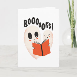Funny Bookworm Ghost Halloween Costume Boooooks Karte