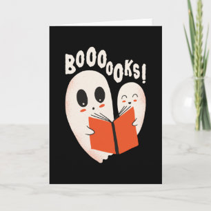 Funny Bookworm Ghost Halloween Costume Boooooks Karte