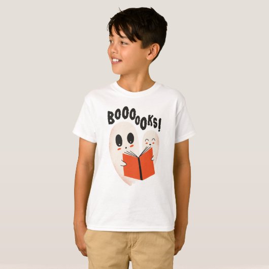 Funny Bookworm Ghost Halloween Costume Boooooks T-Shirt (Vorne ganz)