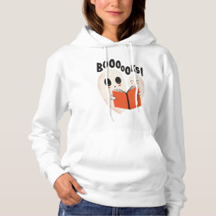 Funny Bookworm Ghost Halloween Hoodie