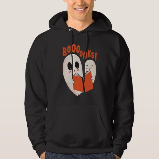 Funny Bookworm Ghost Halloween Hoodie (Vorderseite)