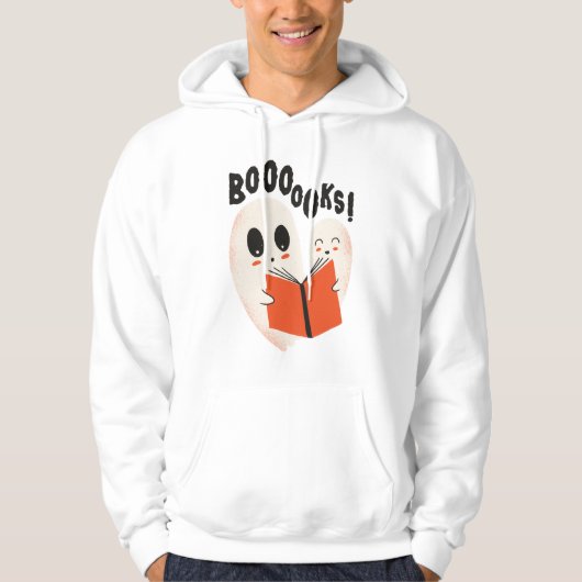 Funny Bookworm Ghost Halloween Hoodie (Vorderseite)