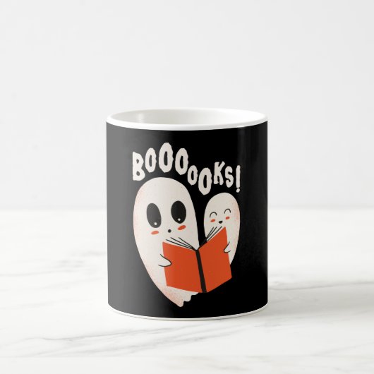 Funny Bookworm Ghost Halloween Kaffeetasse (Mittel)