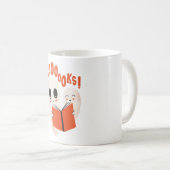 Funny Bookworm Ghost Halloween Kaffeetasse (VorderseiteRechts)