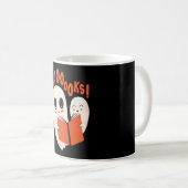 Funny Bookworm Ghost Halloween Kaffeetasse (VorderseiteRechts)