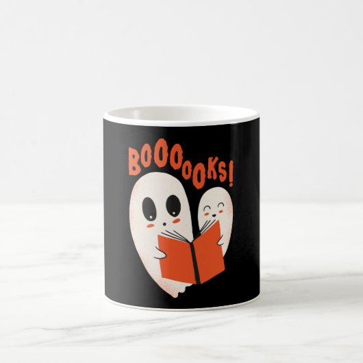 Funny Bookworm Ghost Halloween Kaffeetasse (Mittel)