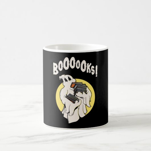 Funny Bookworm Ghost Halloween Kaffeetasse (Mittel)
