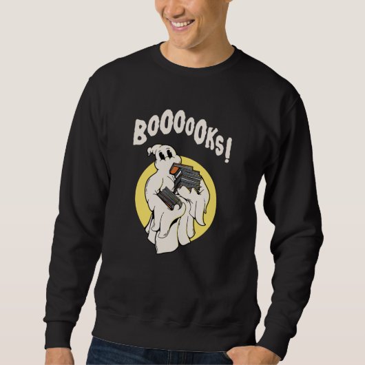 Funny Bookworm Ghost Halloween Kostümbücher Sweatshirt (Vorderseite)