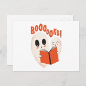 Funny Bookworm Ghost Halloween Postkarte (Vorne/Hinten)