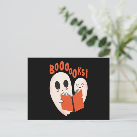 Funny Bookworm Ghost Halloween Postkarte (Stehend Vorderseite)