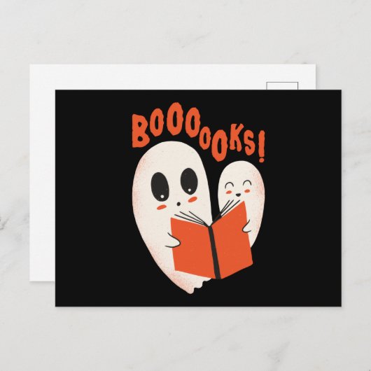 Funny Bookworm Ghost Halloween Postkarte (Vorne/Hinten)