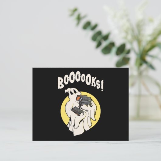 Funny Bookworm Ghost Halloween Postkarte (Stehend Vorderseite)