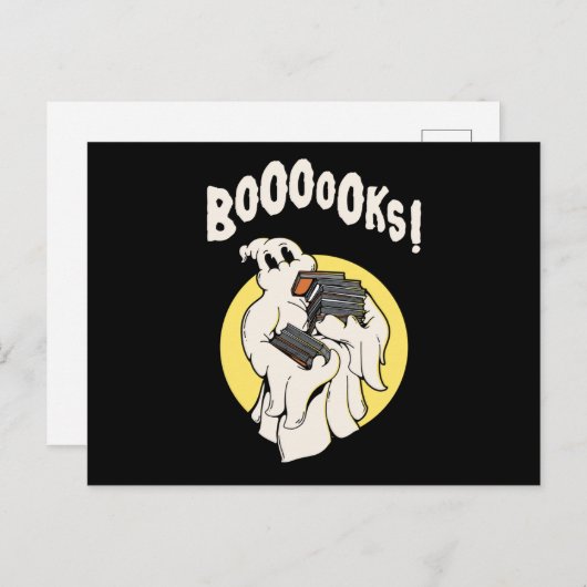 Funny Bookworm Ghost Halloween Postkarte (Vorne/Hinten)