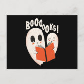 Funny Bookworm Ghost Halloween Postkarte (Vorderseite)
