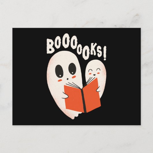 Funny Bookworm Ghost Halloween Postkarte (Vorderseite)