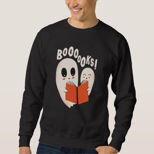 Funny Bookworm Ghost Halloween Sweatshirt (Vorderseite)
