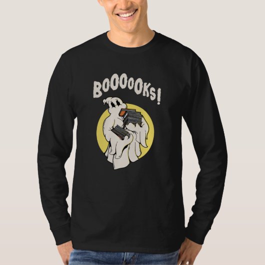 Funny Bookworm Ghost Halloween T-Shirt (Vorderseite)