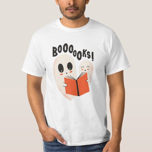 Funny Bookworm Ghost Halloween T-Shirt (Vorderseite)