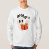 Funny Bookworm Ghost Halloween T-Shirt (Vorderseite)