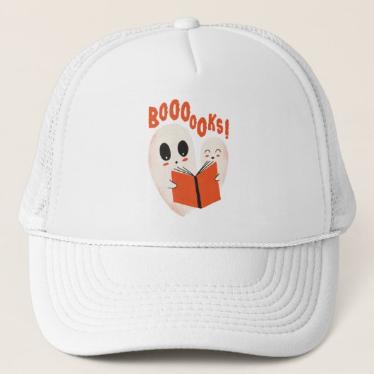 Funny Bookworm Ghost Halloween Truckerkappe (Vorderseite)
