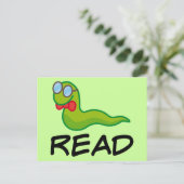 Funny Bookworm READ Geschenk Postkarte (Stehend Vorderseite)
