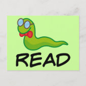 Funny Bookworm READ Geschenk Postkarte (Vorderseite)