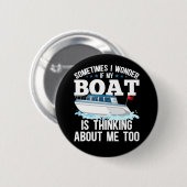 Funny Boot Captain Sailing Spaß Button (Vorne & Hinten)