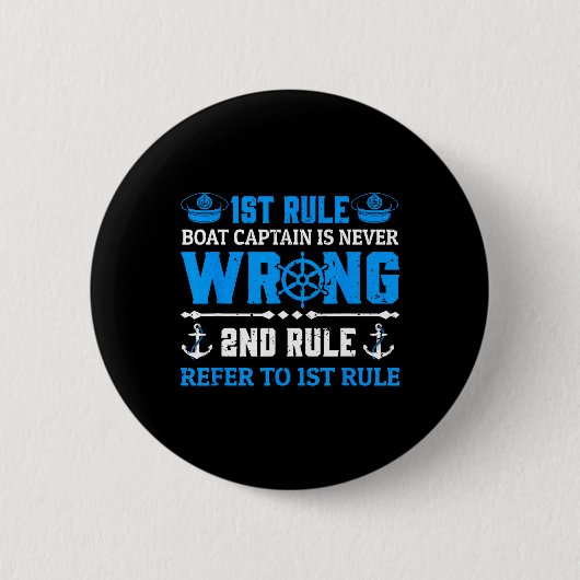 Funny Bootspende 1. Regel Der Kapitän ist immer Button (Vorderseite)