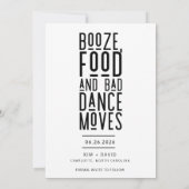 Funny Booze Food Bad Dance bewegt Foto Hochzeit Save The Date (Rückseite)