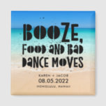 Funny Booze Food Bad Dance Moves Beach Wedding Magnet<br><div class="desc">Hochzeitsmagnete am Strand in einem "Booze,  food and bad dance move"-Design. Passen Sie Ihren Namen,  Ihren Hochzeitstag und Ihren Ort an. Kann als Save the Date oder als Gastgeschenk Hochzeit verwendet werden. Besuchen Sie unser Geschäft,  um zu sehen,  die Produkte in diesem Design zu koordinieren.</div>