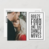 Funny Booze, Food, Bad Dance Moves Foto Rett Datum Ankündigungspostkarte (Vorne/Hinten)