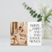 Funny Booze Food Bad Dance Moves Save the Date Postkarte (Stehend Vorderseite)