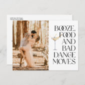 Funny Booze Food Bad Dance Moves Save the Date Postkarte (Vorne/Hinten)