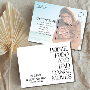 Funny Booze Food Foto Hochzeit Retten Sie das Datu Ankündigungspostkarte