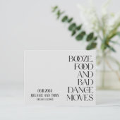 Funny Booze Food Foto Hochzeit Retten Sie das Datu Ankündigungspostkarte (Stehend Vorderseite)