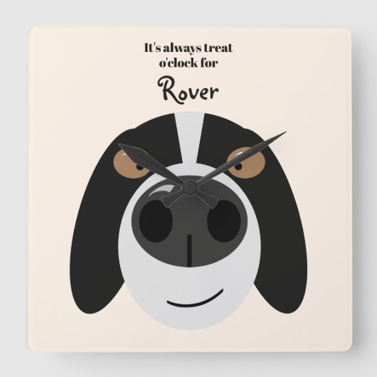 Funny border coldog Leckerei Acrylic Wall Clock Quadratische Wanduhr (Vorderseite)
