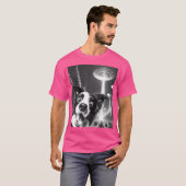 Funny Border Collie Alien Ufo nimmt einen Selfie H T-Shirt (Vorne ganz)