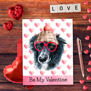 Funny Border Collie be My Valentine Dog Valentines Feiertagspostkarte