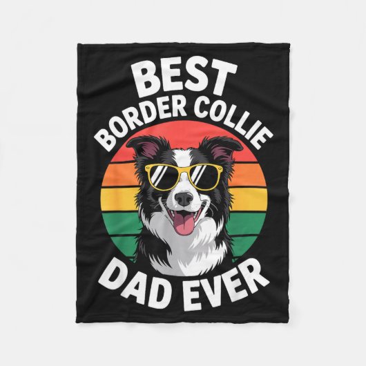 Funny Border Collie Design For Men Dad Border Coll Fleecedecke (Vorderseite)