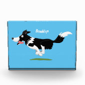 Funny Border Collie dog running cartoon Fotoblock (Vorderseite)