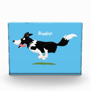 Funny Border Collie dog running cartoon Fotoblock