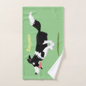 Funny Border Collie Hund läuft Cartoon Badhandtuch Set (Handtuch)