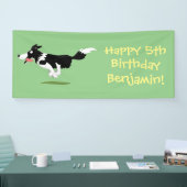 Funny Border Collie Hund läuft Cartoon Banner (Messe)