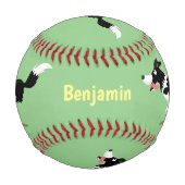 Funny Border Collie Hund läuft Cartoon Baseball (Vorderseite)
