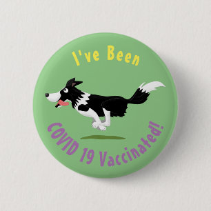Funny Border Collie Hund läuft Cartoon Button